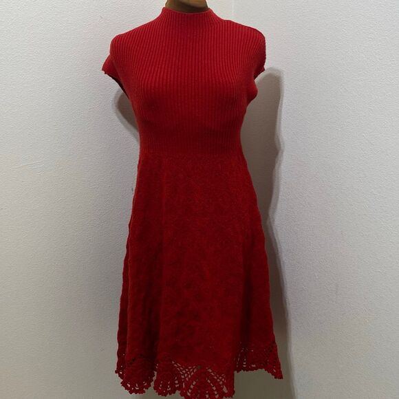 Feather & Bone Anthropologie Women's Oda Sweater Dress Red Size X Small - Picture 1 of 11